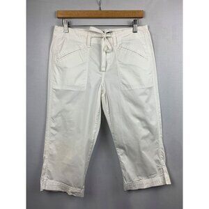 Calvin Klein Jeans Relaxed White Capri Pants Lightweight Summer Casual Womens